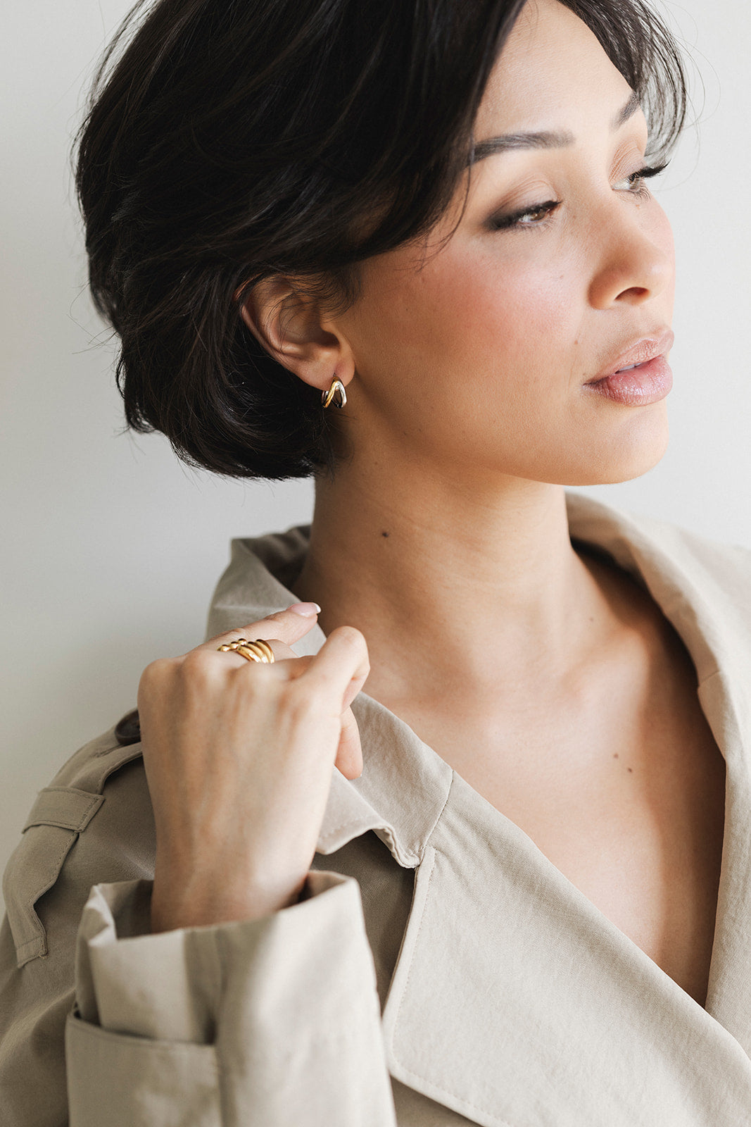 Archer - Mixed Metal Double Hoop Huggie Earrings