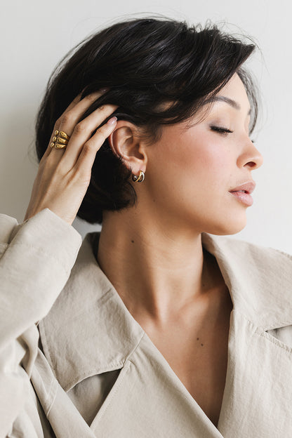 Archer - Mixed Metal Double Hoop Huggie Earrings