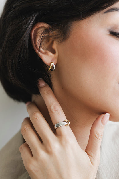 Archer - Mixed Metal Double Hoop Huggie Earrings