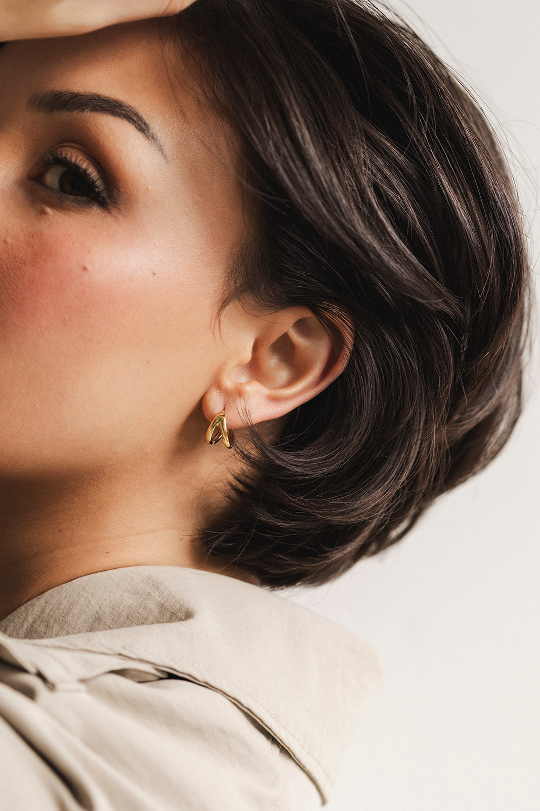 Archer - Gold Double Hoop Huggie Earrings