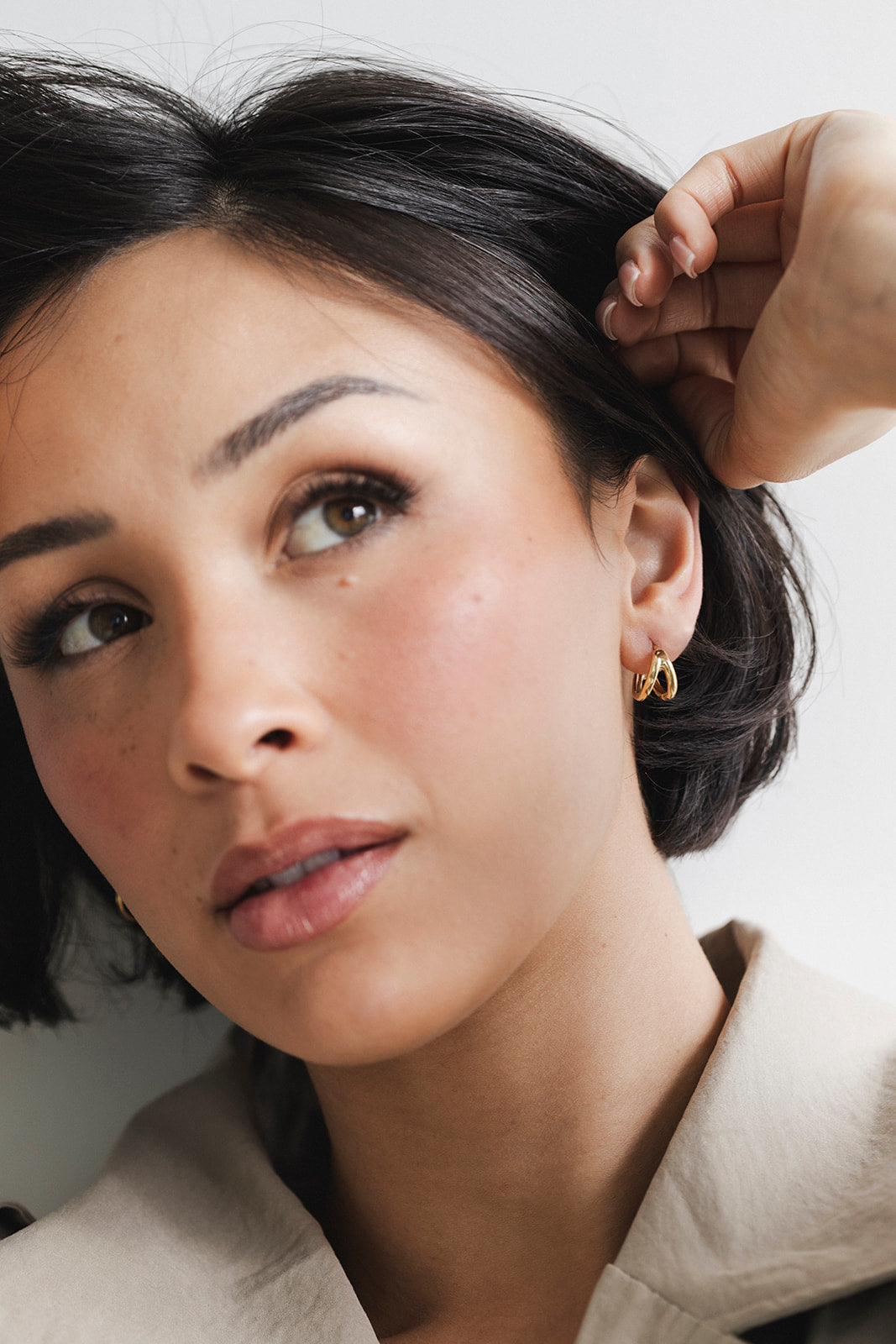 Archer - Gold Double Hoop Huggie Earrings