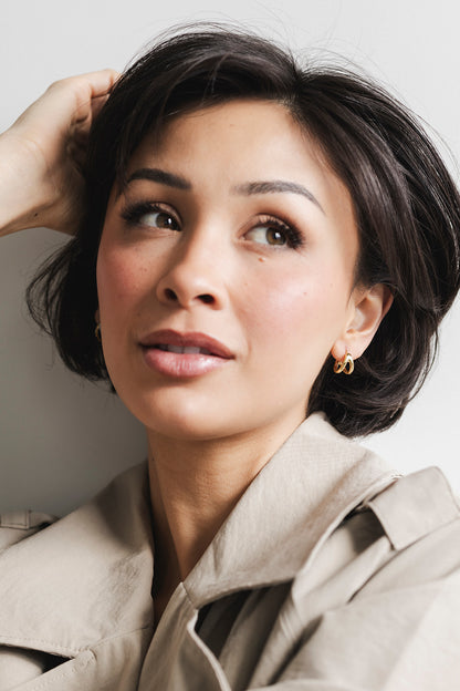 Archer - Gold Double Hoop Huggie Earrings