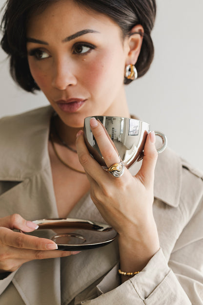 L’Or - Mixed Metal Two Diamond Pear Statement Ring