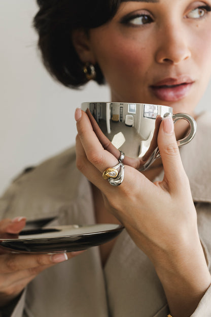 L’Or - Mixed Metal Two Diamond Pear Statement Ring