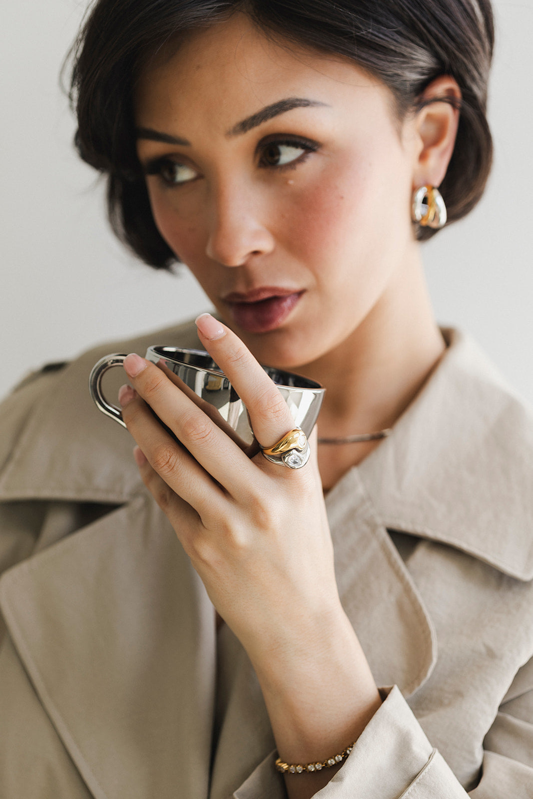 L’Or - Mixed Metal Two Diamond Pear Statement Ring