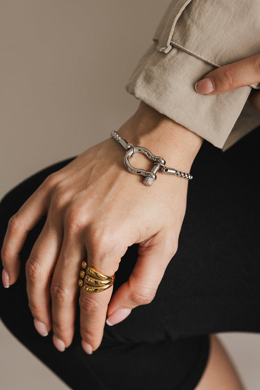 Solène - Silver Lock Pendant Bracelet