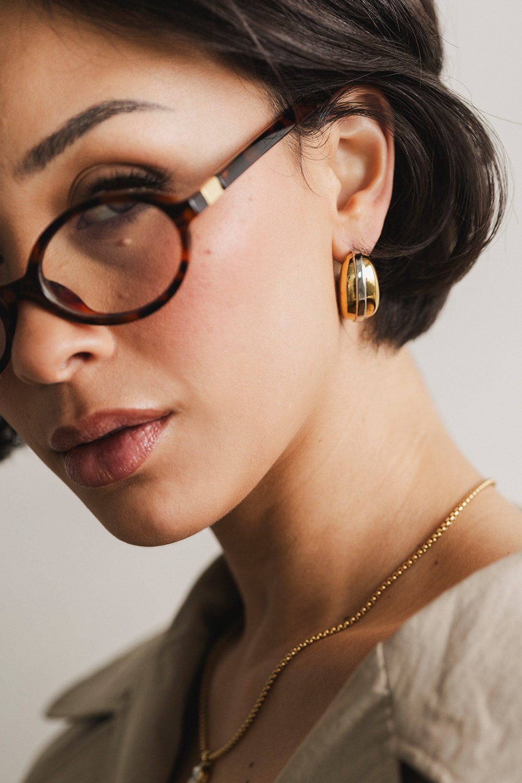 Gisele - Mixed Metal Stud Statement Earrings