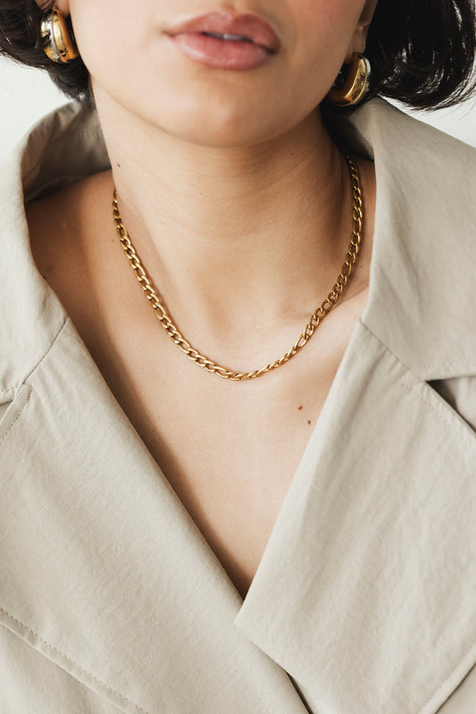 Thalia - Gold Figaro Chain Necklace