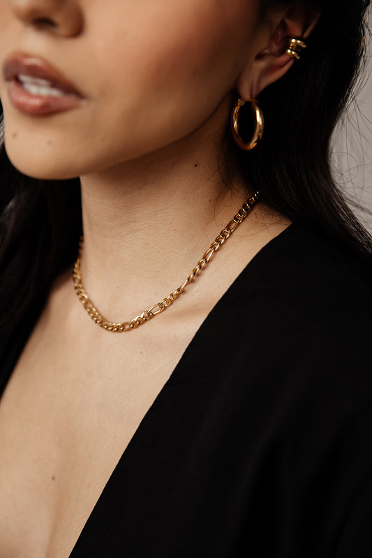 Thalia - Gold Figaro Chain Necklace