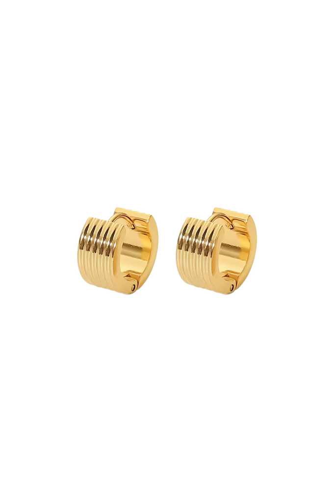 Cosette - Gold Ribbed Huggie Earrings