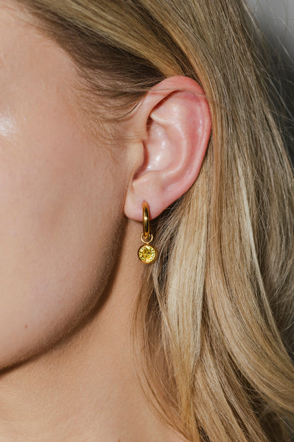 Isabelle - Gold Yellow Diamond Bezel Huggie Earrings