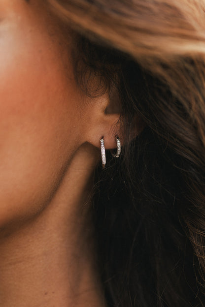 Luna - Silver Dainty Diamond Huggie Earrings