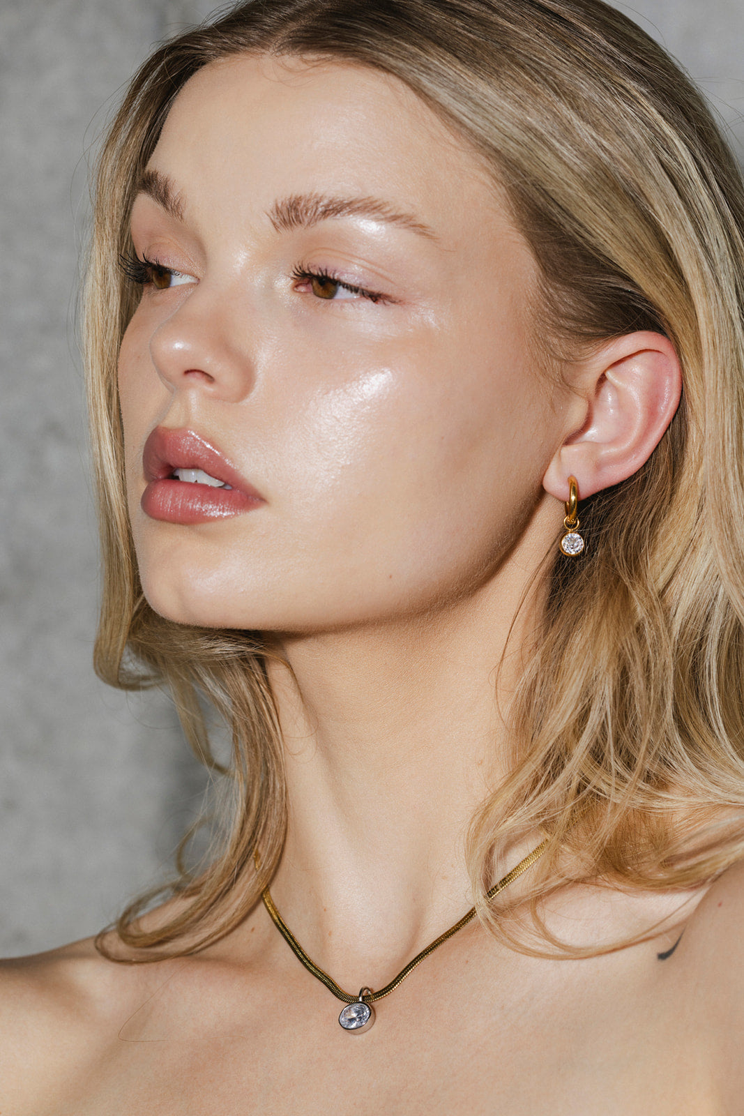 Isabelle - Gold Diamond Bezel Huggie Earrings