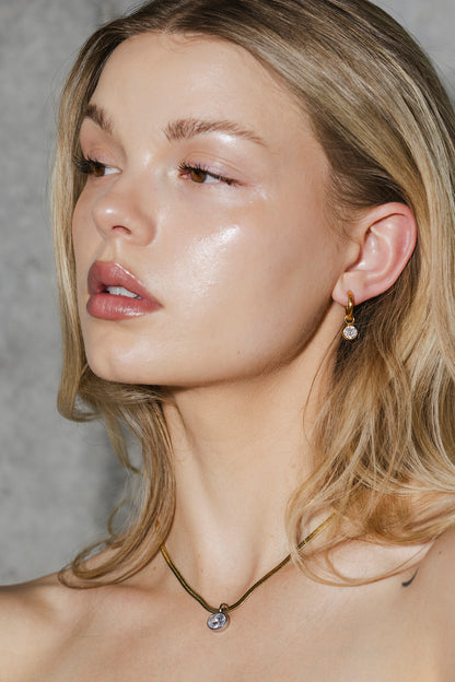 Isabelle - Gold Diamond Bezel Huggie Earrings