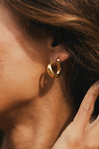 Julian - Gold Teardrop Shaped Huggie Earrings