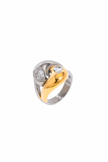 L’Or - Mixed Metal Two Diamond Pear Statement Ring
