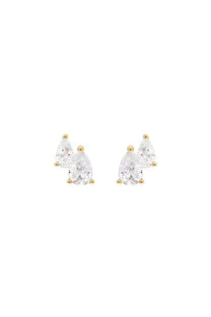 Sylvie - Gold Double Pear Stud Earrings
