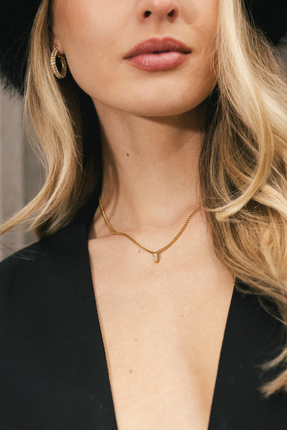 Margo - Gold Dainty Diamond Pear Chain Necklace