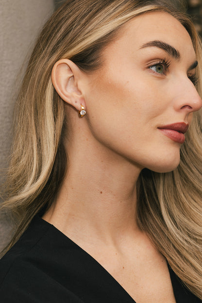 Arcturus - Gold Circle Diamond Huggie Earrings