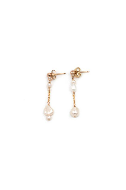 Madeleine - Gold Filled Freshwater Pearl Stud Earrings