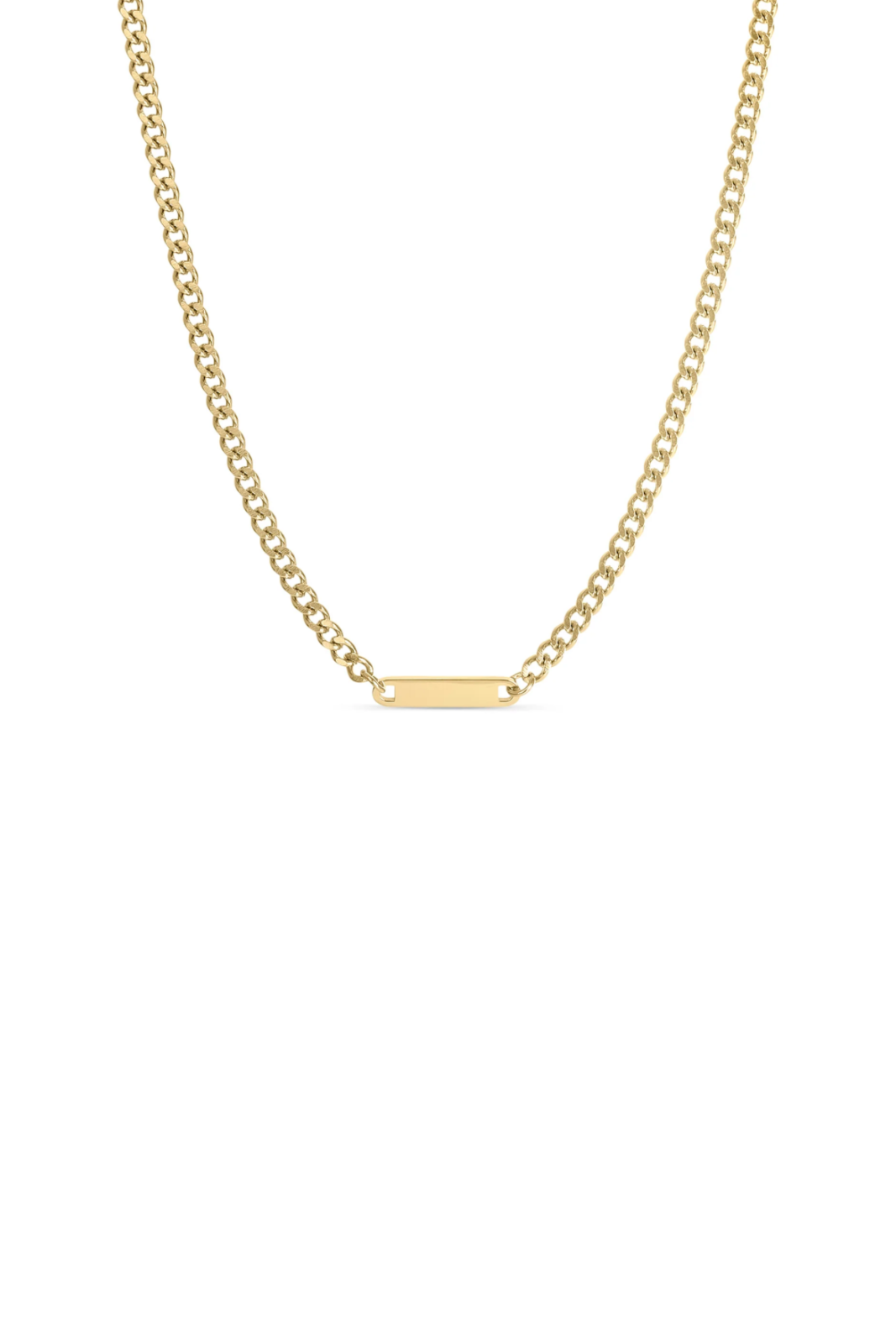 Gold Curb Chain Charm Necklace - Engravable