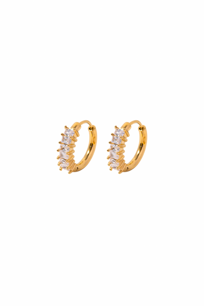 Augusta - Gold Baguette Huggie Earrings