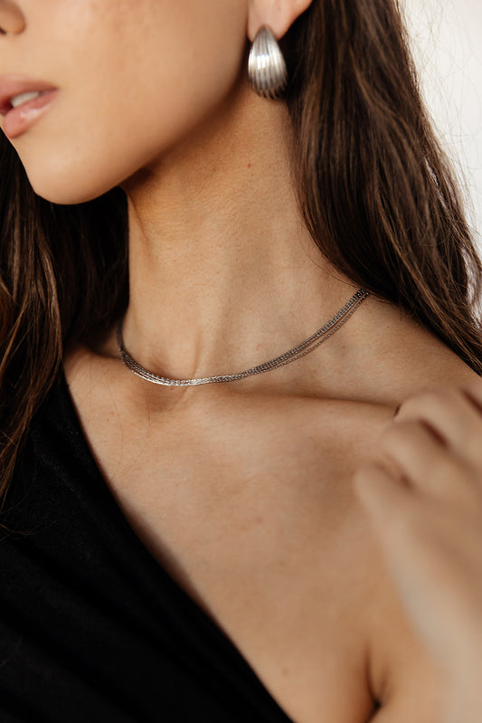 Naomi - Silver Dainty Layered Chain Necklace