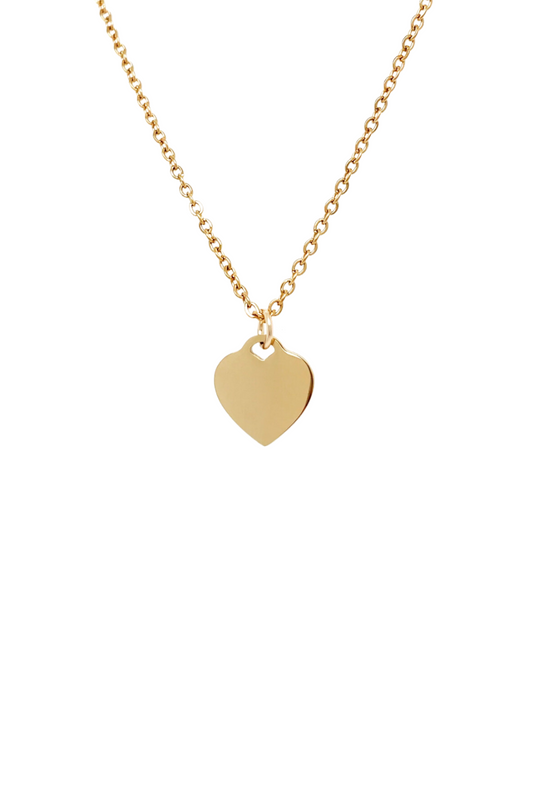 Gold Small Heart Necklace - Engravable