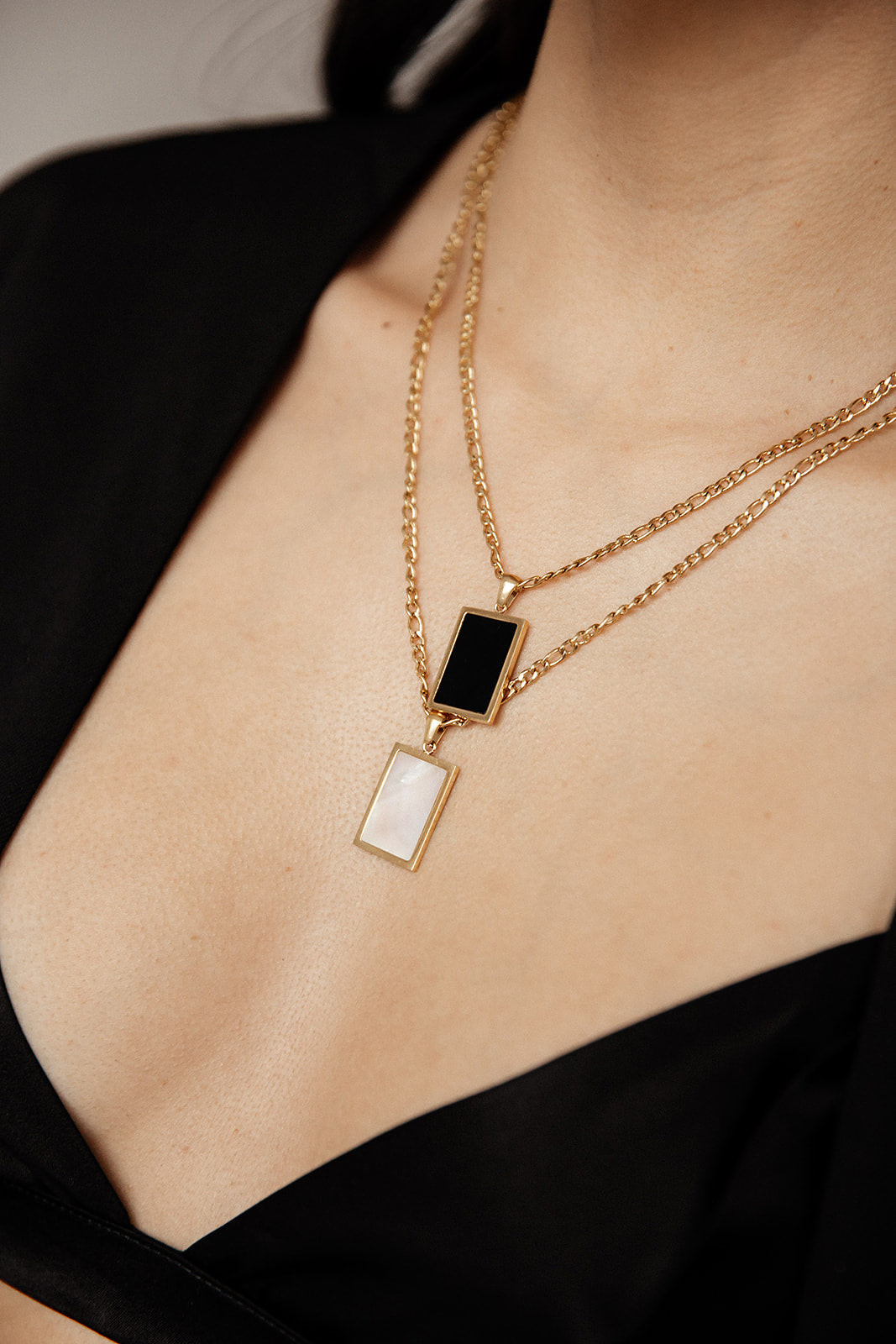 Athena - Gold Rectangle Pendant Necklace
