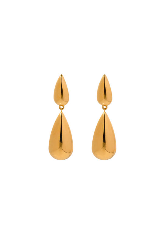 Céline - Gold Double Teardrop Stud Earrings