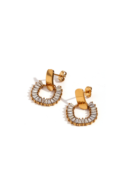 Eleanor - Gold Baguette Stud Earrings
