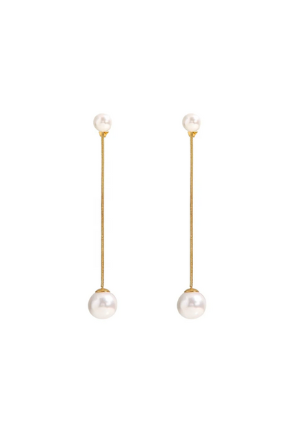 Catania - Gold Pearl Tassel Stud Earrings