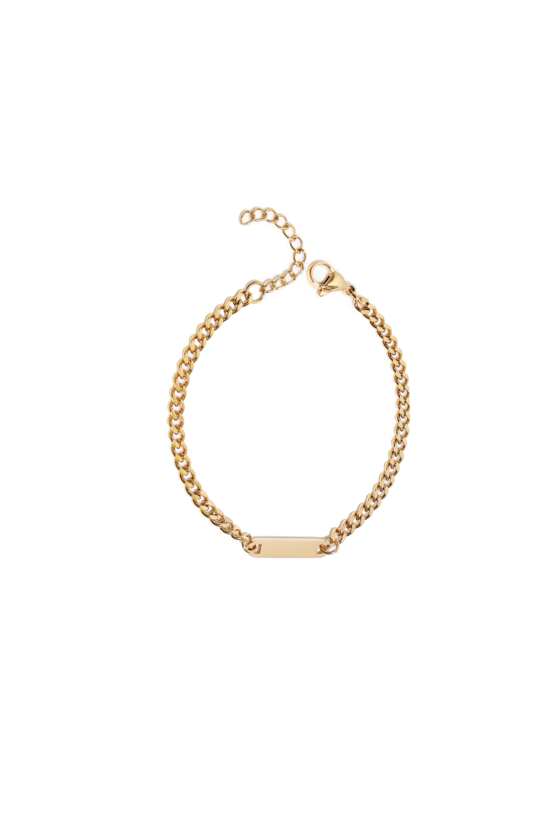 Gold Curb Chain Charm Bracelet - Engravable
