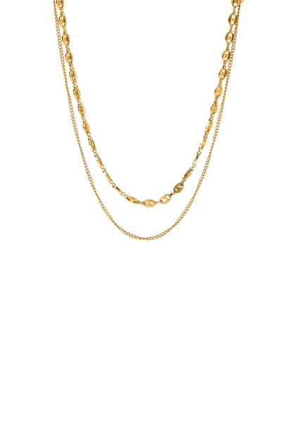 Ginette - Gold Double Chain Layered Necklace Bundle