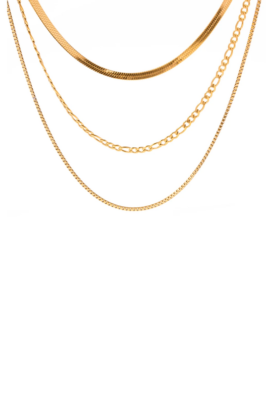 Violet - Gold Triple Layered Necklace Bundle