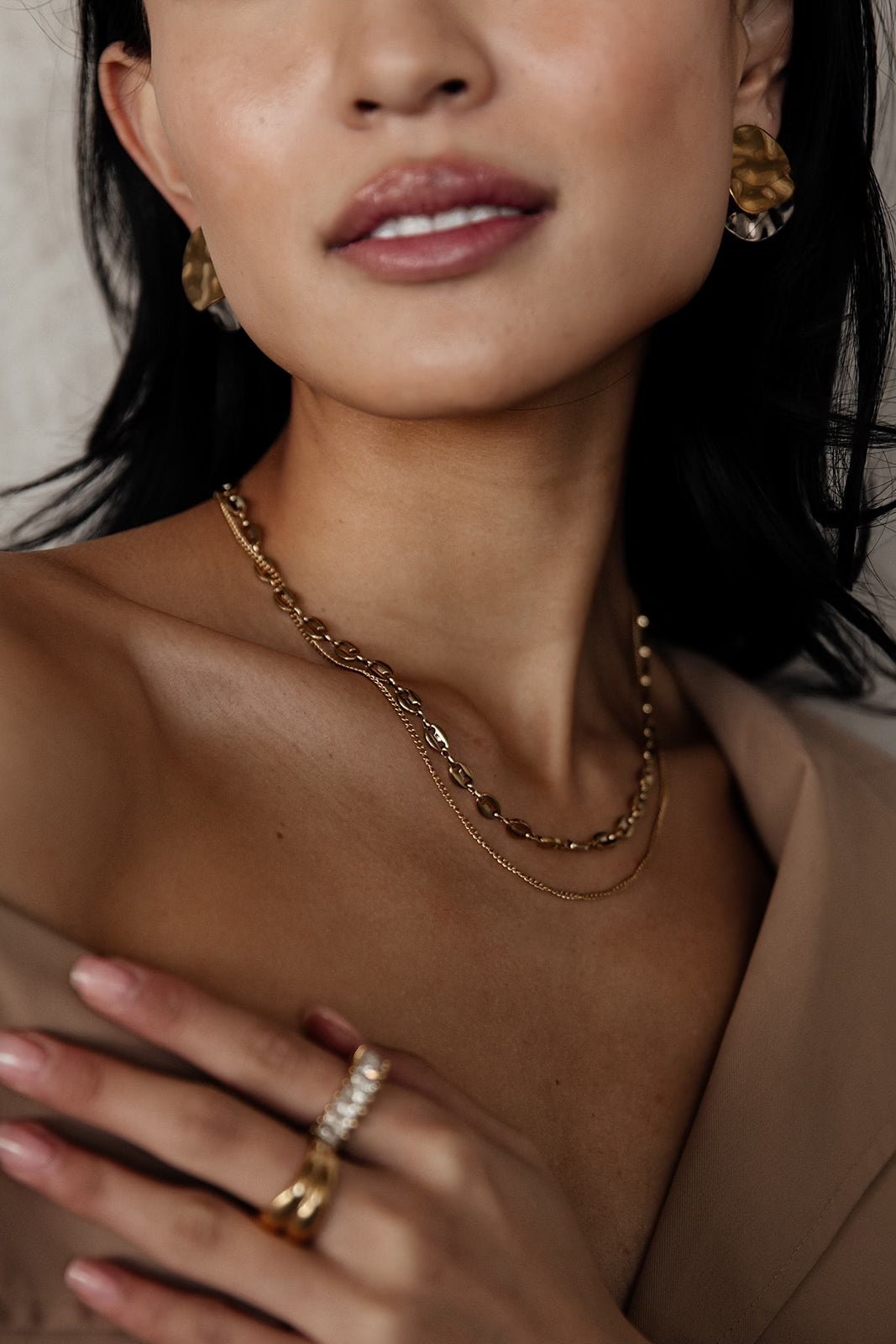 Ginette - Gold Double Chain Layered Necklace Bundle