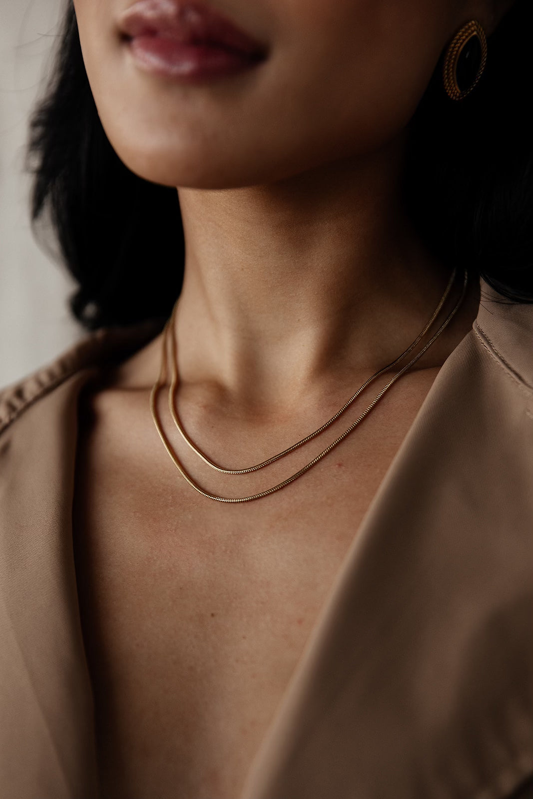 Gold Double Thin Snake Layered Necklace Bundle