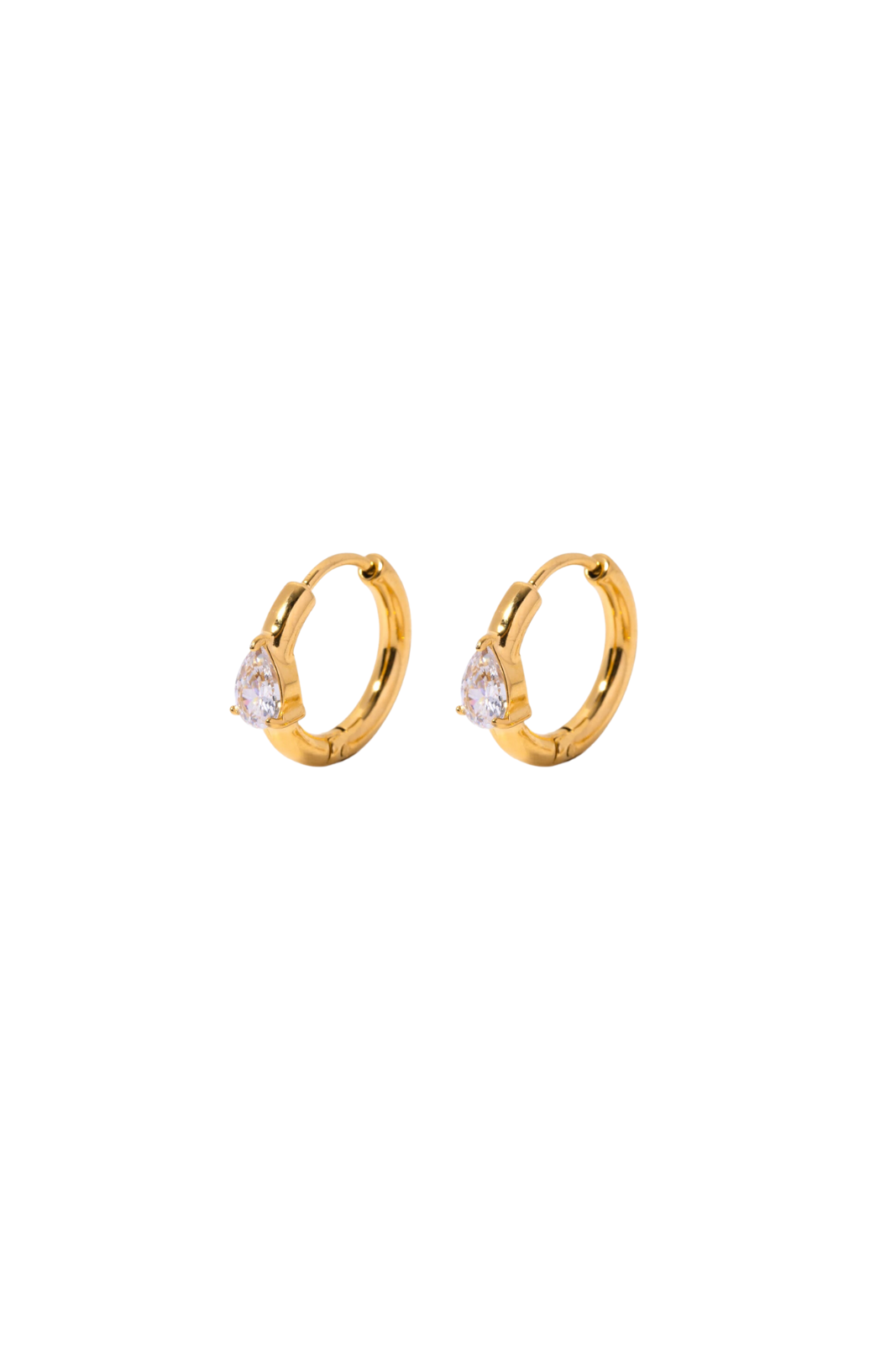 Giselle - Gold Diamond Pear Huggie Earrings