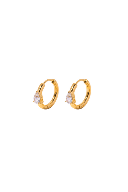 Giselle - Gold Diamond Pear Huggie Earrings