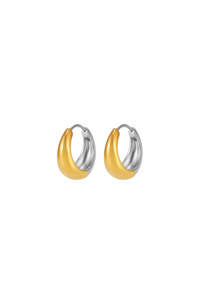 Julian - Mixed Metal Teardrop Shaped Huggie Earrings