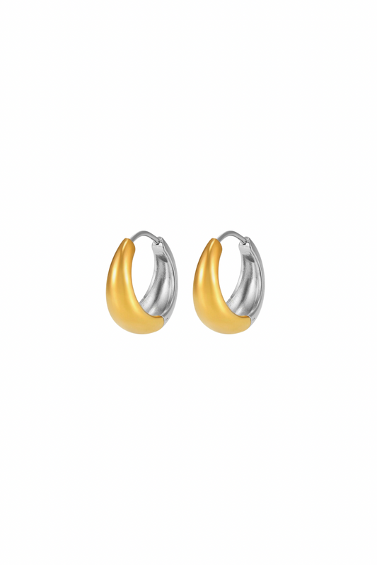 Julian - Mixed Metal Teardrop Shaped Huggie Earrings