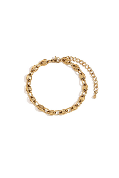 Vienna - Gold Coffee Bean Link Chain Bracelet