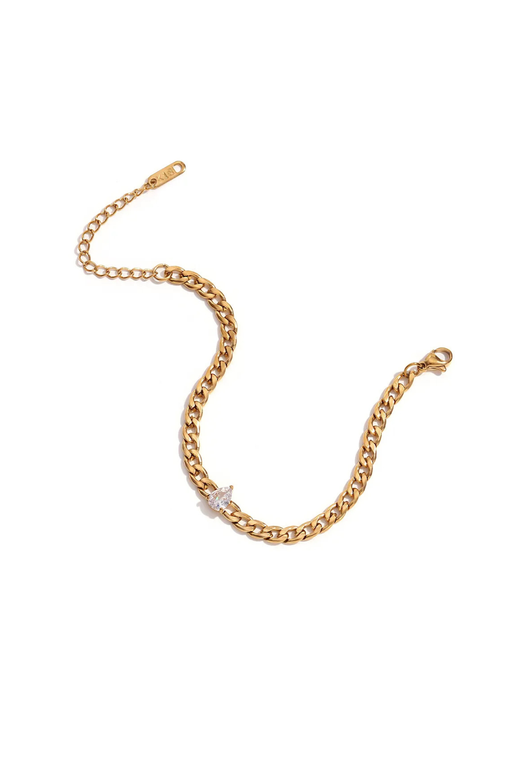 Aubrey - Gold Pear Diamond Curb Chain