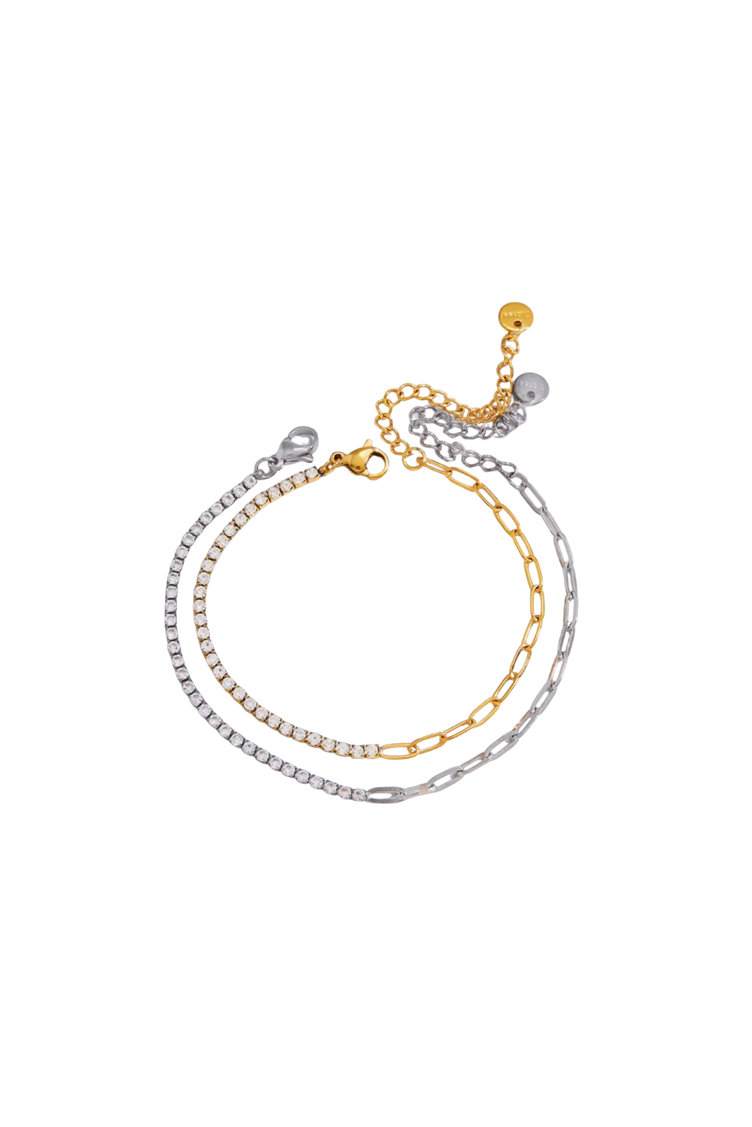 Half Paperclip Half Diamond Bracelet