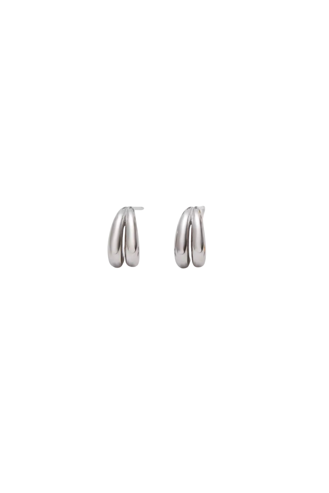 C Shaped Silver Earrings