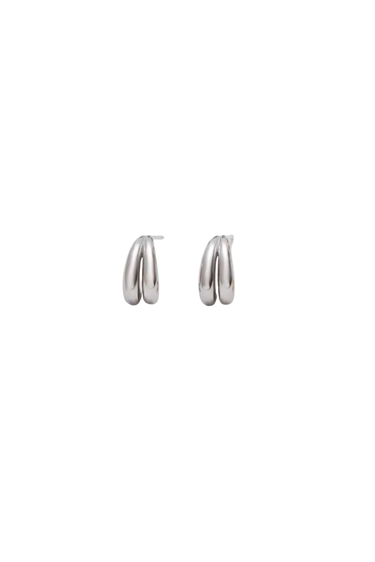 C Shaped Silver Earrings