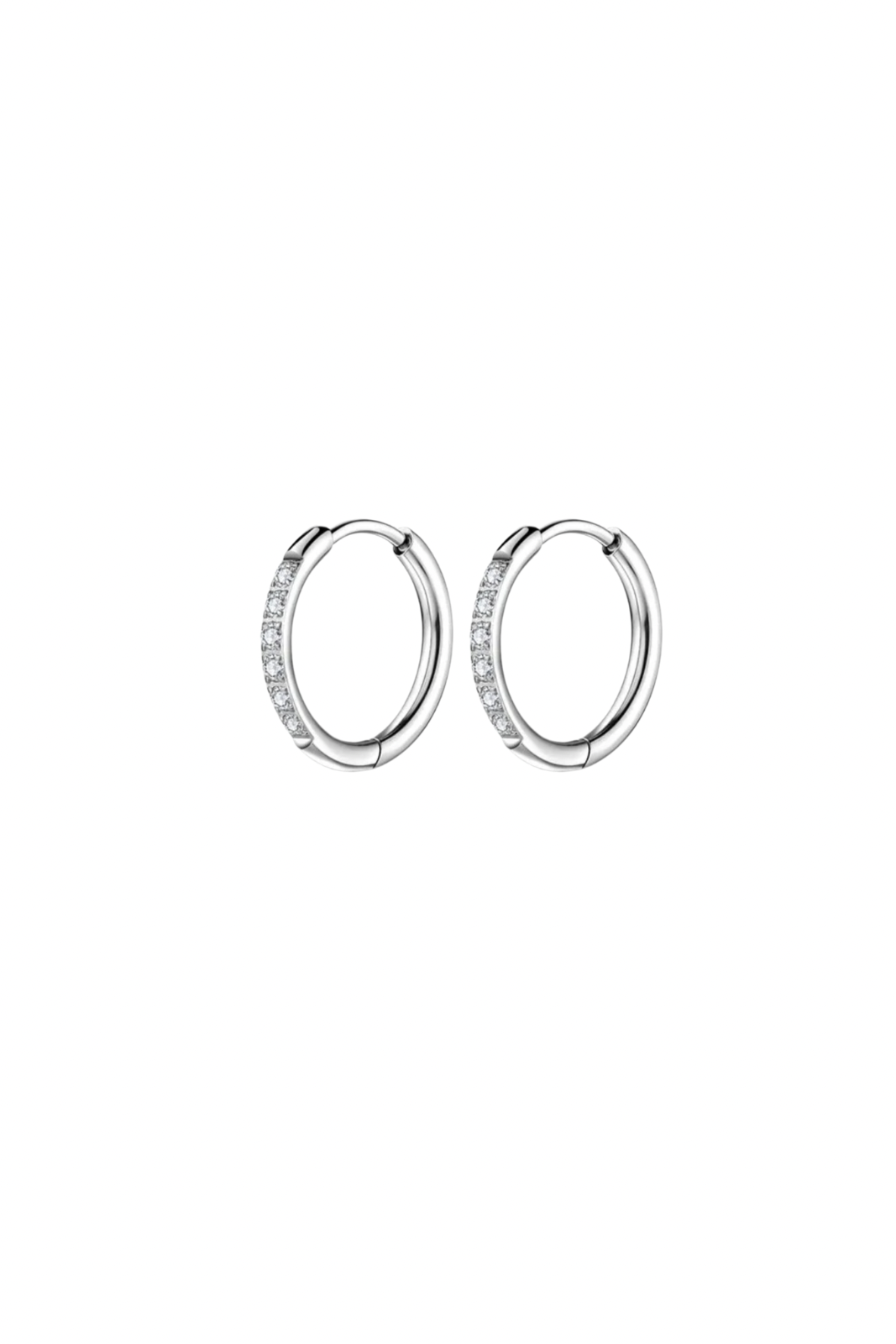 Luna - Silver Dainty Diamond Huggie Earrings