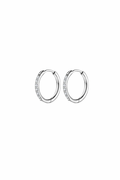 Luna - Silver Dainty Diamond Huggie Earrings