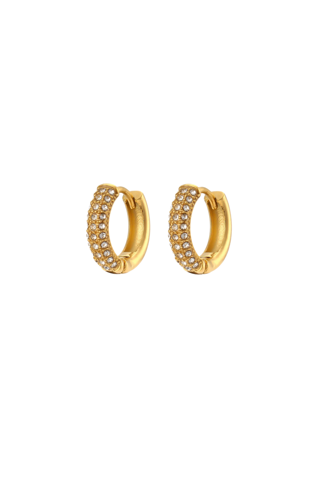 Jing - Gold Diamond Huggie Earrings