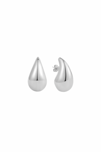 Astra - Silver Teardrop Stud Statement Earrings